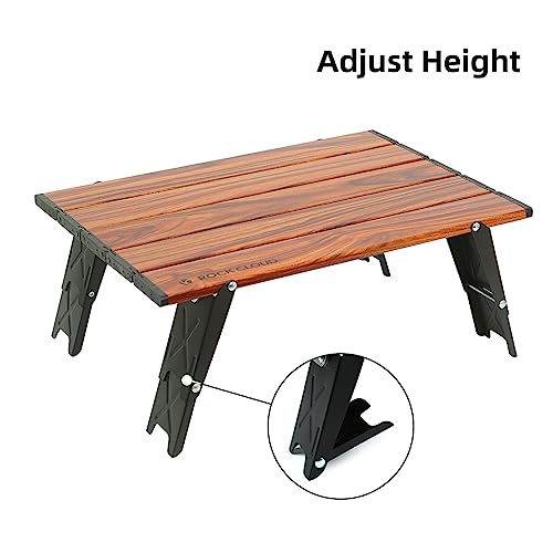 Ultralight Folding Beach Table Adjust Height Aluminum Portable Mini Camping Table (Small / Height Adjustable / Wood Grain)