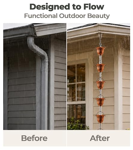 Copper Tulip Rain Chain for Gutters (Copper Tulip)