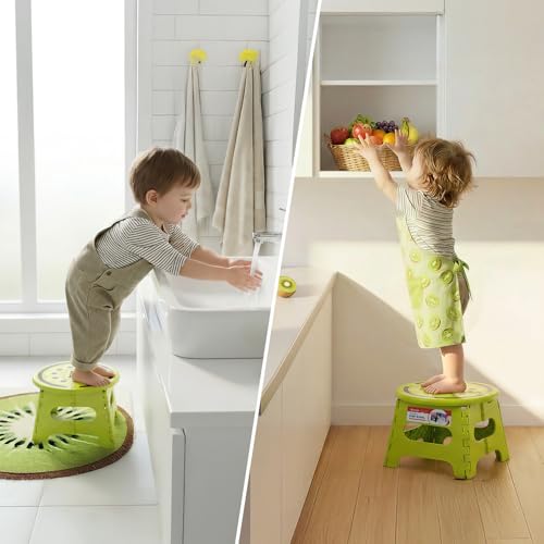 9 Inch Cute Folding Step Stool for Kids (Kiwi Green / 9 Inch( Pack of 1))