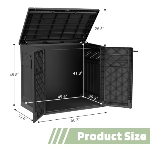 Large Outdoor Storage Cabinet 51 Cu Ft with Lockable (Black / 33.8"×55.1"×48.4")