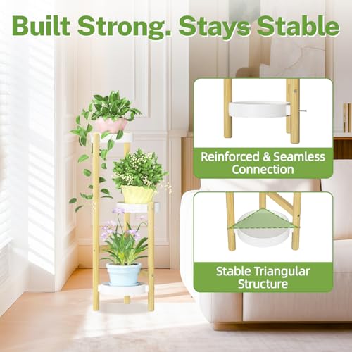 3 Tier Bamboo Plant Stand Indoor Outdoor (Natural / 3 Tiers)