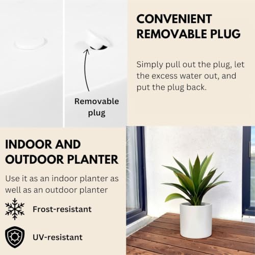 Large Planter for Indoor or Outdoor (Matte White / Set of 3: 8/10/11.8 Inch)