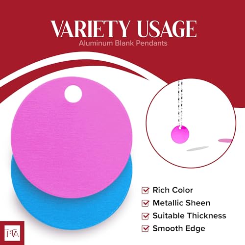 Press TX Art] Multicolor Blank Discs Aluminum Tag Anodized Aluminum Stamping Blanks for DIY Decorative Craft Pet Dog ID Tags Blank with Ring
