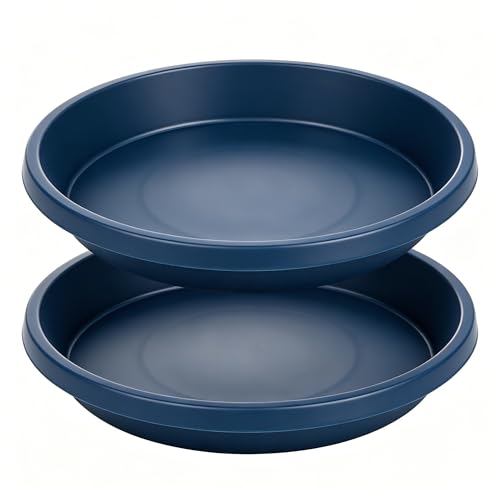 Plastic Plant Saucer 10 Inch Round Pack of 2 Heavy Duty Drip Trays for Indoor Outdoor Pots (10" (2 Pack) / Dark_blue)