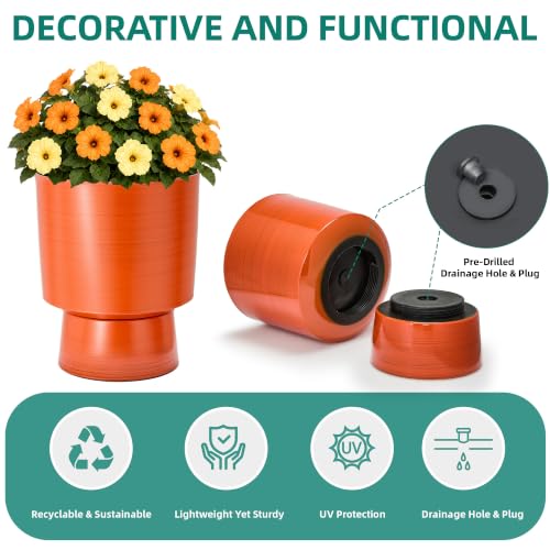 16.8" Planters for Outdoor Plants (16.8"-orange Linear Texture)