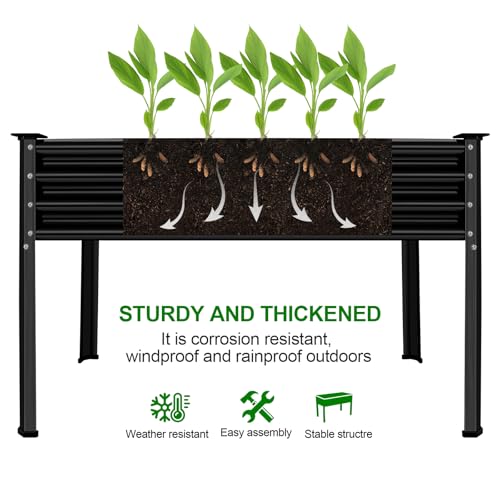 2Pcs Galvanized Raised Garden Bed with Legs (48×24×32in / Gray)