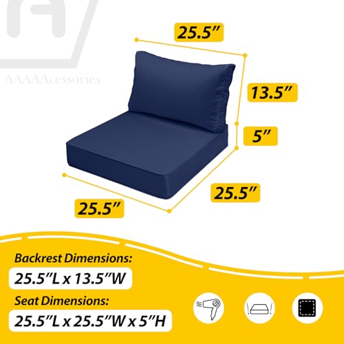 Outdoor Chair Cushions (Navy Blue / 25.5"x25.5"x5" / 25.5"x13.5")