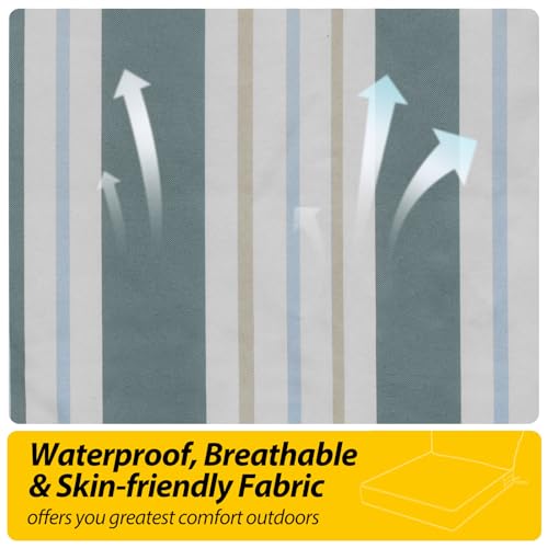 Outdoor Chair Cushions (Slate Gray Blue Coastal Stripe / 25.5"x25.5"x5" / 25.5"x13.5")