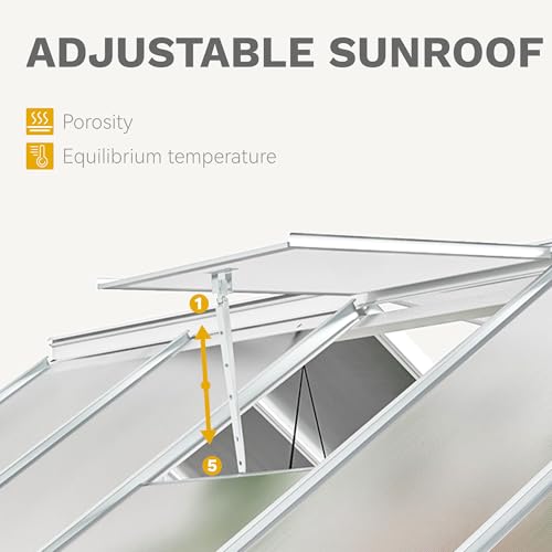 6x16FT Polycarbonate Greenhouse Heavy Duty Green Houses Outdoor Aluminum Greenhouses with Sliding Doors Vent Window Walk (Silver / 6x16FT)