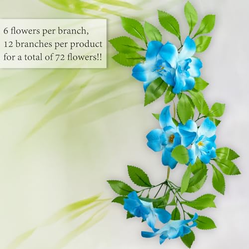 Expandable Fence Privacy Screen for Balcony Patio Outdoor (Branches -Blue Fowers)