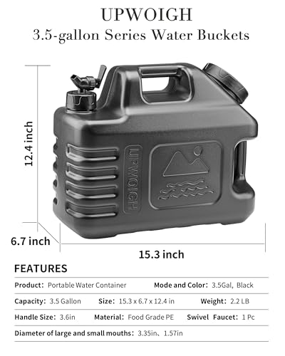 3.5 Gallon Camping Water Jug with Spigot (Matte Black / 3.5 Gallon)