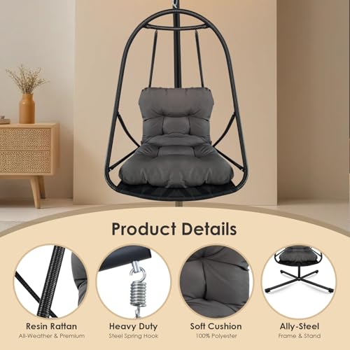 Swing Egg Chair Foldable Frame Hanging Chairs (Stand Brown)