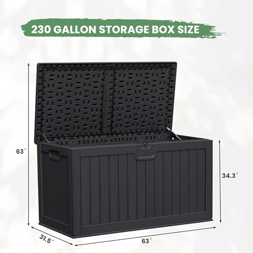 230 Gallon HDPE Outdoor Storage Box with Removable Dividers (230 Gallon / Black)