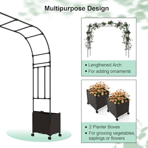 6.6 FT Garden Arbor with Planter Boxes