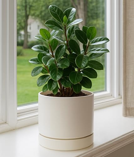 8 Inch Planter Pot with Drainage Hole & Saucer (8" (1 Pack) / Oatmeal)