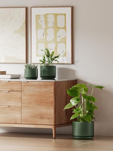 Ceramic Plant Pots (Forest Green / 8"+10")