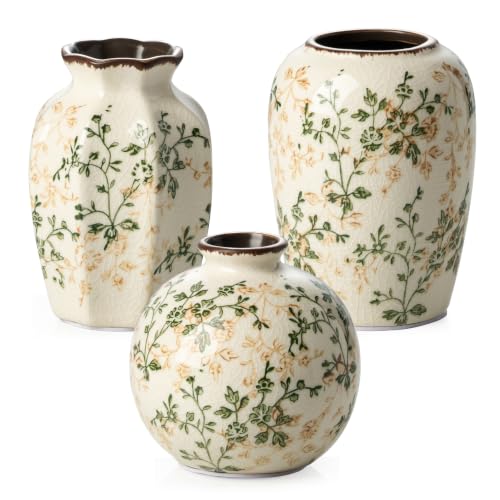 Ceramic Flower Small Vase for Home Decor (19-green)