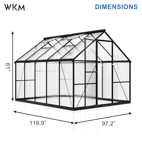 8x10 FT Walk in Polycarbonate Greenhouse for Outdoors (8x10 FT)