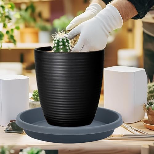 Plant Saucer Round 10 Inch 2 Pack Thickened Plastic Drip Trays for Indoor Plants and Outdoor Pots (10" (2 Pack) / Gray)