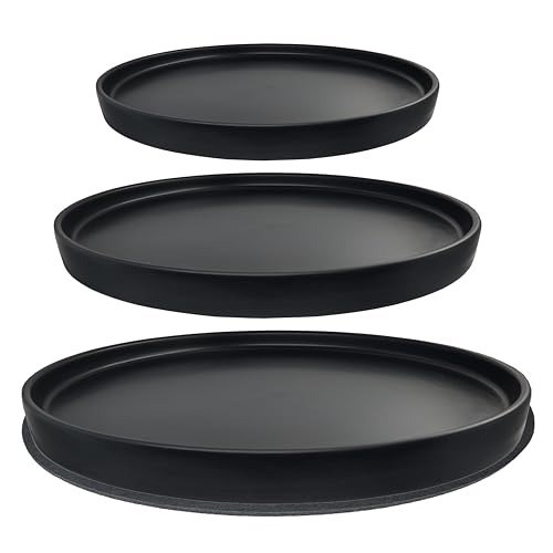 Ceramic Plant Saucer Pot Tray 6 (6+8+10in 3pack / Black)