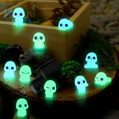 20Pcs Glow in Dark Tree Elves Fairy Luminous Ghost Micro Landscape Accessories Miniature Tree Elves Decoration for Garden Landscape Aquarium Dollhouse Potted Plants Decoration (Cute)