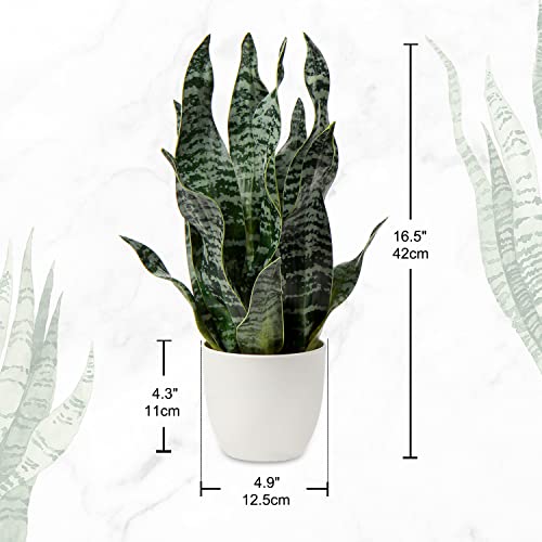 Artificial Snake Plant Potted Faux Sansevieria Trifasciata Plants (Green-16.5" Style 2)