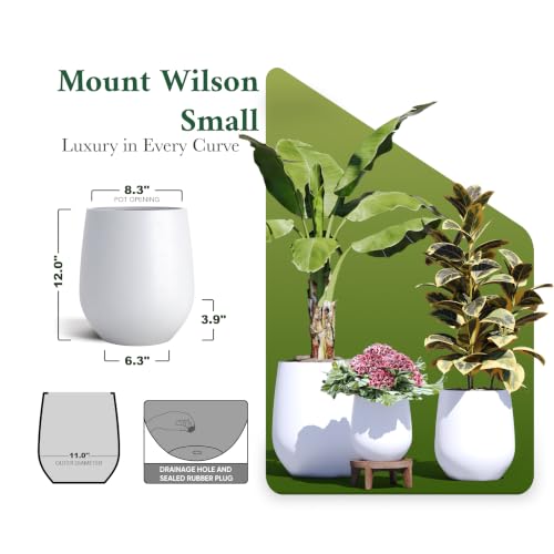 Premium Mt Wilson Tall Tapered Fiberstone Planter for Indoor Outdoor Use
