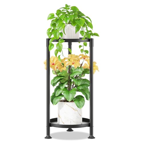 2 Tier Plant Stand Indoor Outdoor (Matte Black / 2 Tiers)
