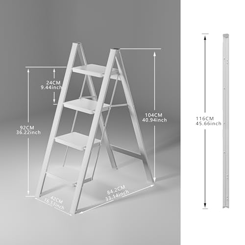 White Step Ladder White 4 Step Folding (4 step ladder / White)