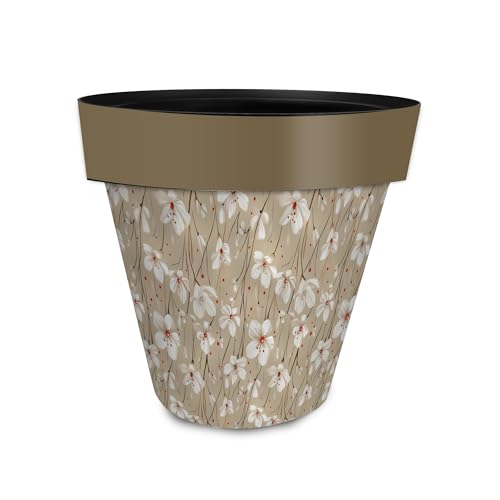Everyday Planter 14" x 15" x 15" Tan and Red Floral Large Planter (Tan Red Floral / Large)