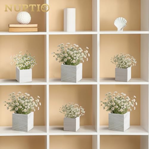 Small Wooden Box for Centerpiece (Whitewashed / Square 4"+5"-6 Pcs)