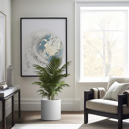 Accent Round Cylinder White Concrete Planter 12.9" Tall (Pure White / 12.6" Dia)
