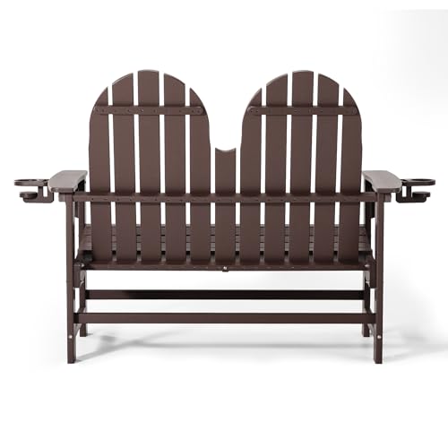 Outdoor Patio HDPE Adirondack Garden Skinny Bench (Dark Brown / 51.5IN)