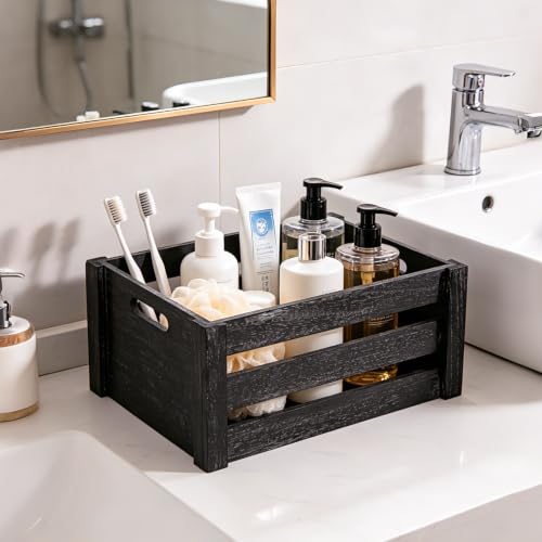 Set of 3 Nesting Wooden Crates (Classic Black)
