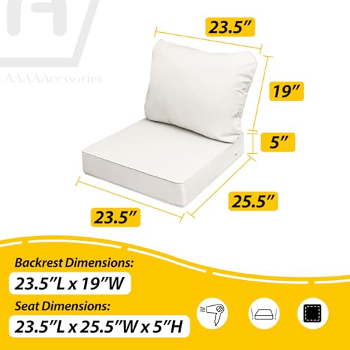 Outdoor Chair Cushions (Linen White / 23.5"x25.5"x5" / 23.5"x19")