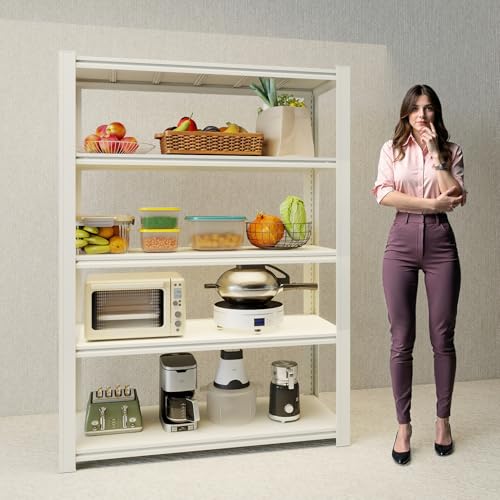 Garage Shelving (5T 35.4"W x 15.8"D x 72"H,White)