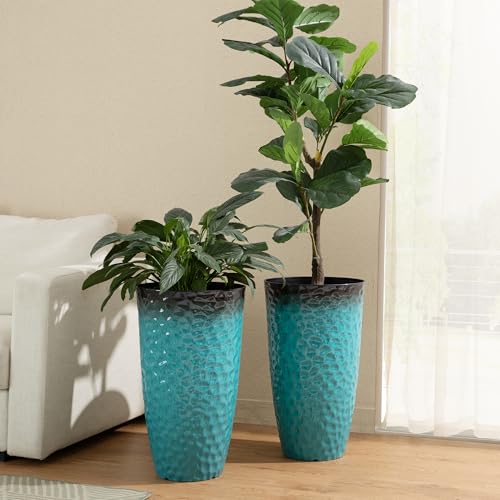 23.75" H Large Planters for Outdoor Plants (23.75"H / Gradient Turquoise)