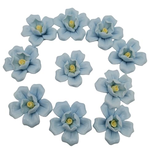 10PCS 3D Flower Ceramics Mosaic Tiles (3D Flower - Sky Blue)