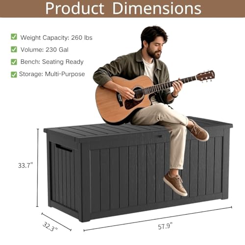 230 Gallon Outdoor Storage Box (Black / 230GAL)