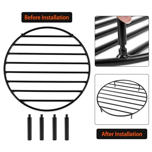 Heavy Duty Fire Pit Grate with High Temp Coating & Removable Legs