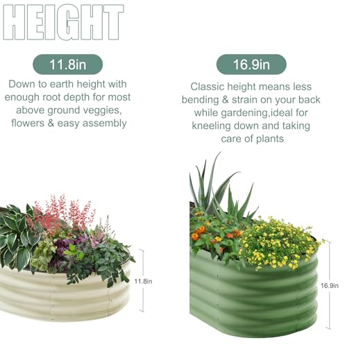 Galvanized Steel Raised Garden Bed 8x2ft Oval (17" Tall / Green)