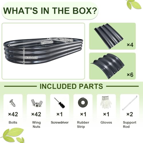 Galvanized Raised Garden Beds Outdoor (Gray / 8 x 4 x 1 ft)