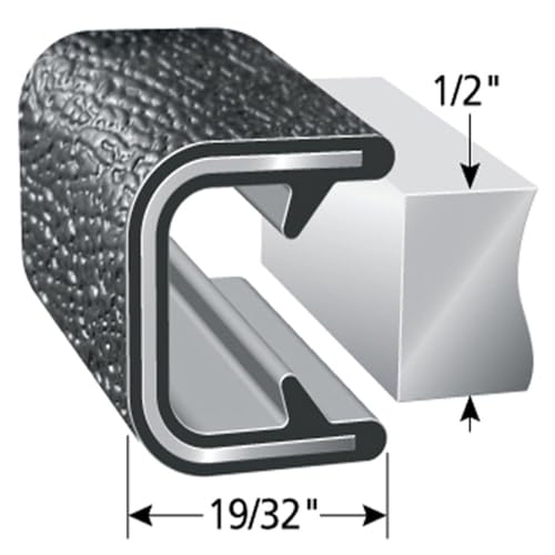 Edge Trim Fits 1 (25 Feet / Fits 1/2" Edge , 19/32" Leg Length, Dual Gripping Fingers)