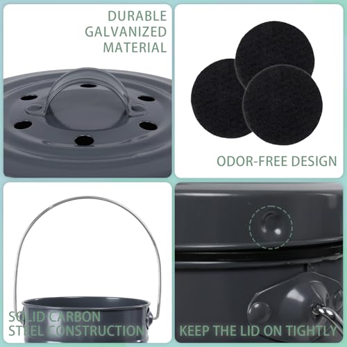 Compost Bin Kitchen Countertop Composter with lid (Gray)