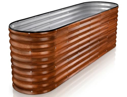 Galvanized Raised Garden Beds Outdoor (Dark Wood / 6×2×2 ft)