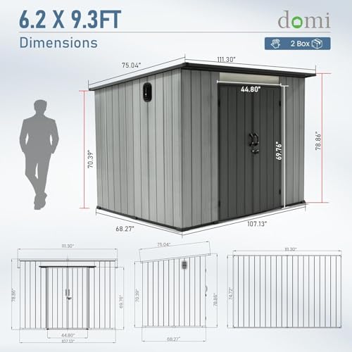 Domi 6.2x9.3 FT Resin Outdoor Storage Shed (6.2x9.3FT)