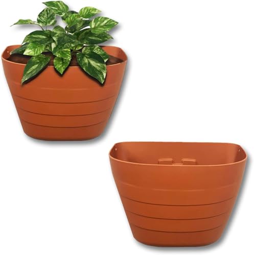 12 Inch Self Watering Wall Planter for Indoor & Outdoor Use (Terracotta / 12 inches - WITH PLUG)
