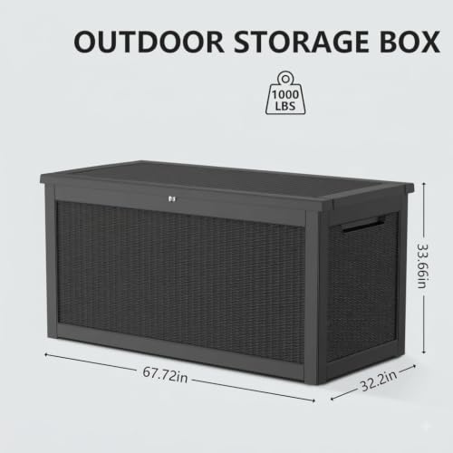 325 Gallon Outdoor Storage Box Waterproof Lockable Resin Deck Box Large (Black / 325 Gallon)