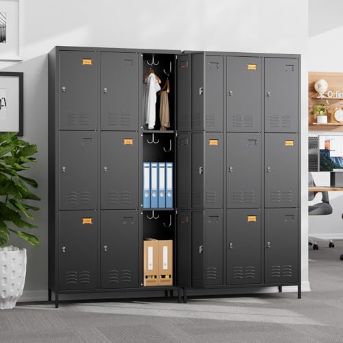 9 Doors Metal Storage Locker for Employees (Black / 9 Doors)