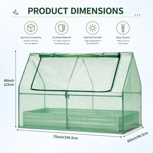 6x3x1 FT Raised Garden Bed with PE Cover & Self (Beige W/ Pe Cover / 6x3x1 ft)